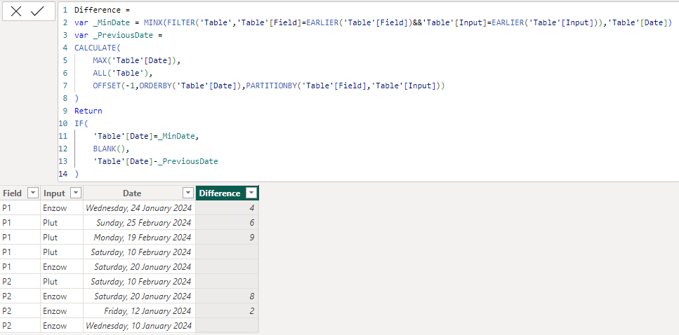 Solved: Multiple differences between values in the same ... - Microsoft ...