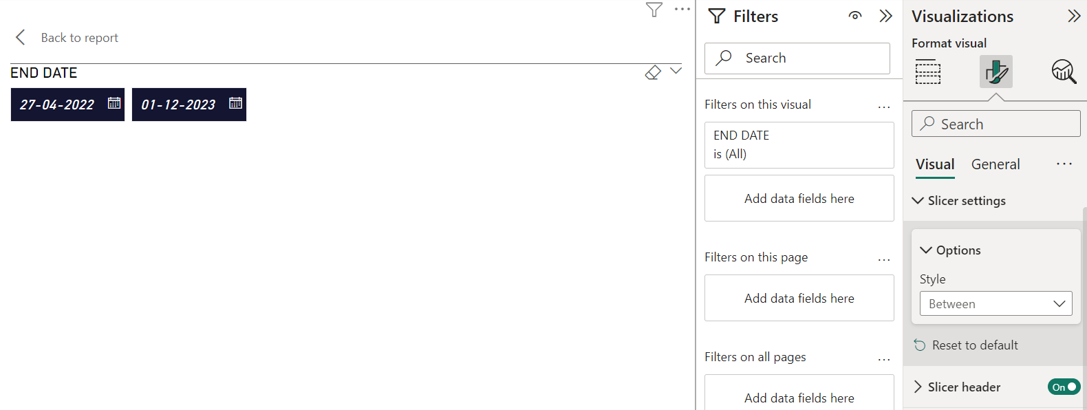 Date Between Slicer in Power BI report not working... - Microsoft ...