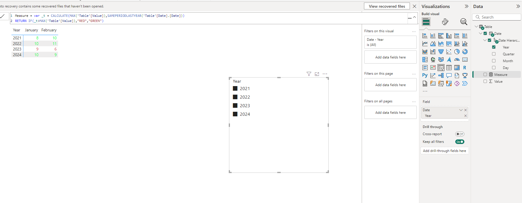 Solved: conditional format in matrix based on selected yea ...