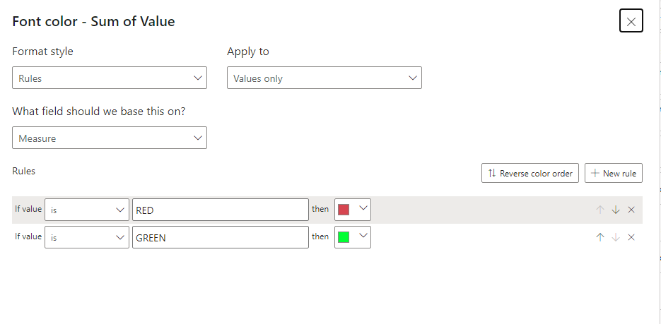 Solved: conditional format in matrix based on selected yea ...