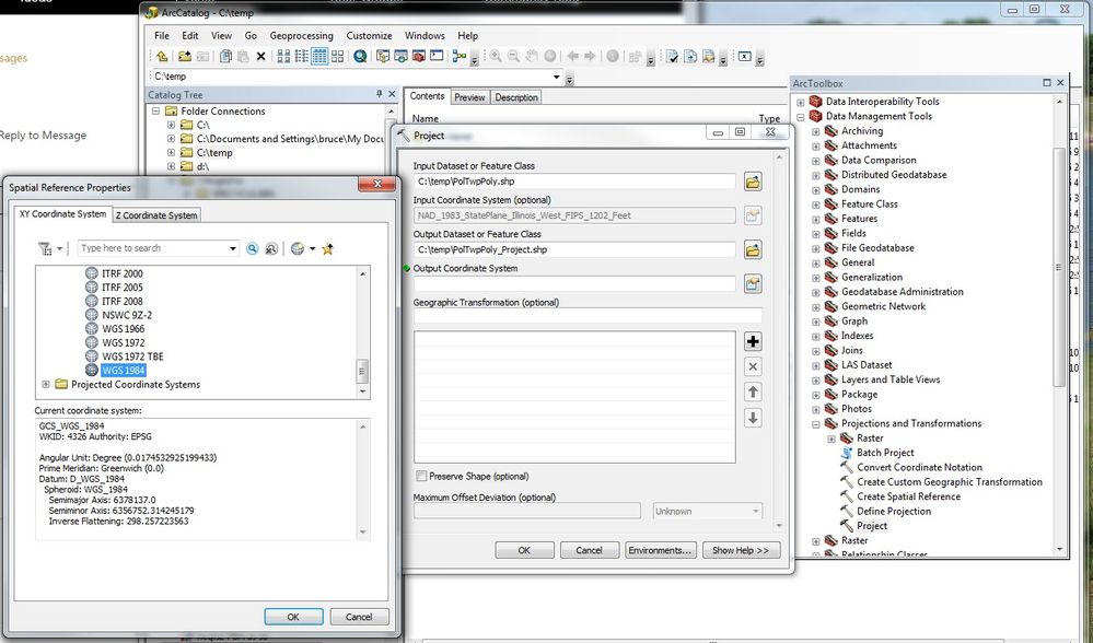 Step #1: select the shapefile using ArcGIS Project tool & set parameters
