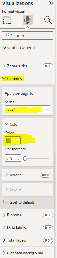 Change colours in stacked column chart - Microsoft Fabric Community