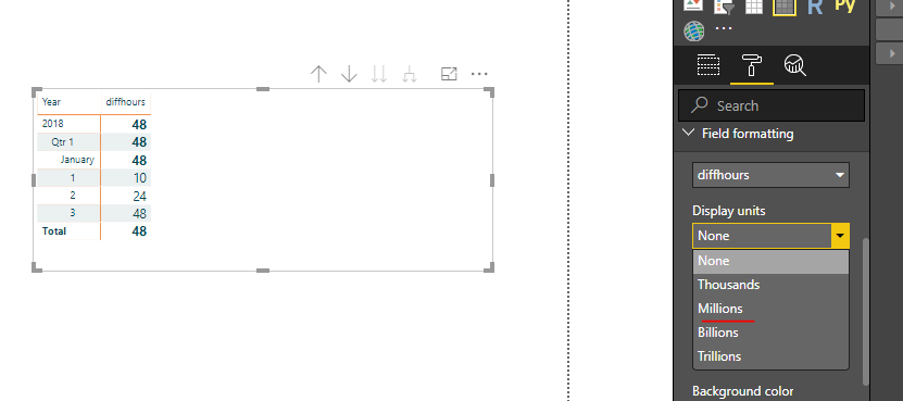 Can I set display units of field formatting using ... - Microsoft ...