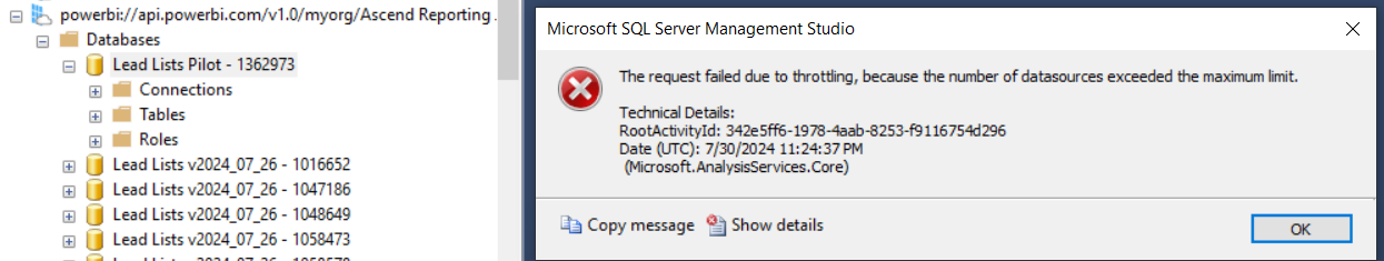 PowerBI Dataset Creation Error - Microsoft Fabric Community