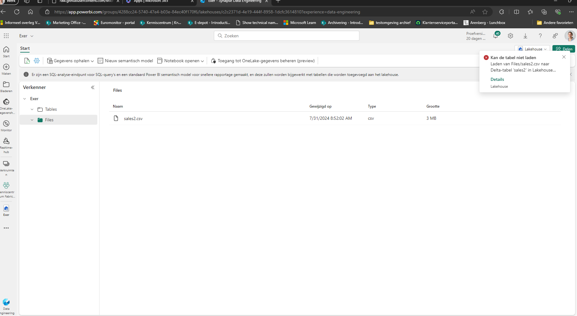 Error message during my Fabric exercise - Microsoft Fabric Community
