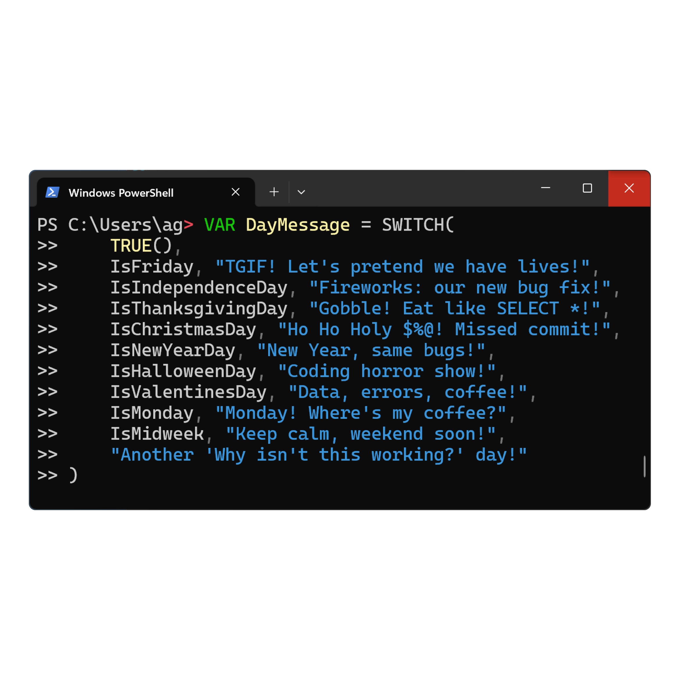 When your powershell script knows your developer l microsoft