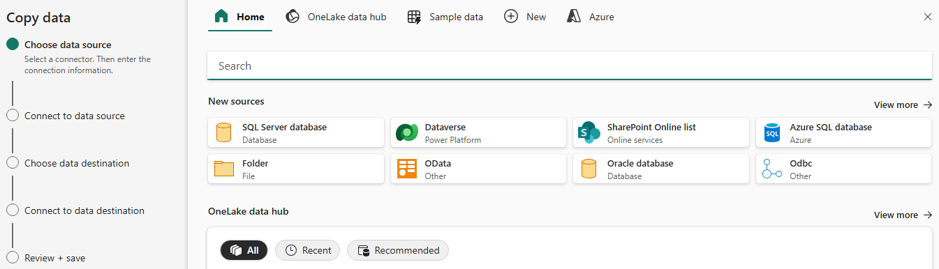Copy data assistant stuck at spinning icon - Microsoft Fabric Community