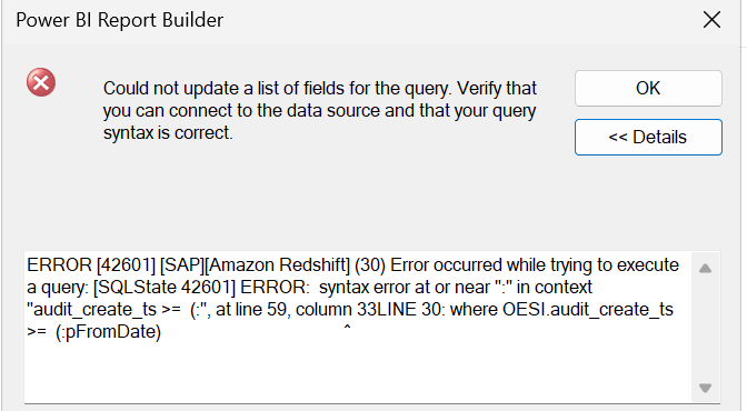 Paginated Report parameter passing in query - Microsoft Fabric Community