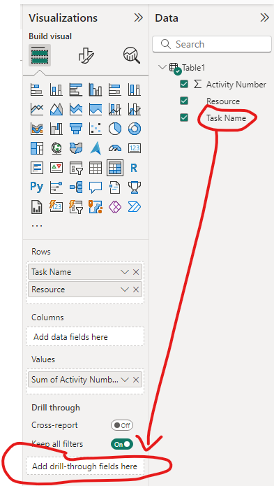 Drill Dow On a Table chart - Microsoft Fabric Community