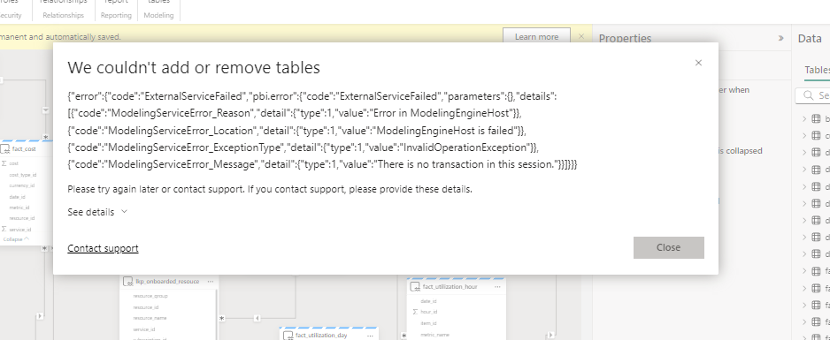Solved: Semantic Model Edit throws error - Microsoft Fabric Community