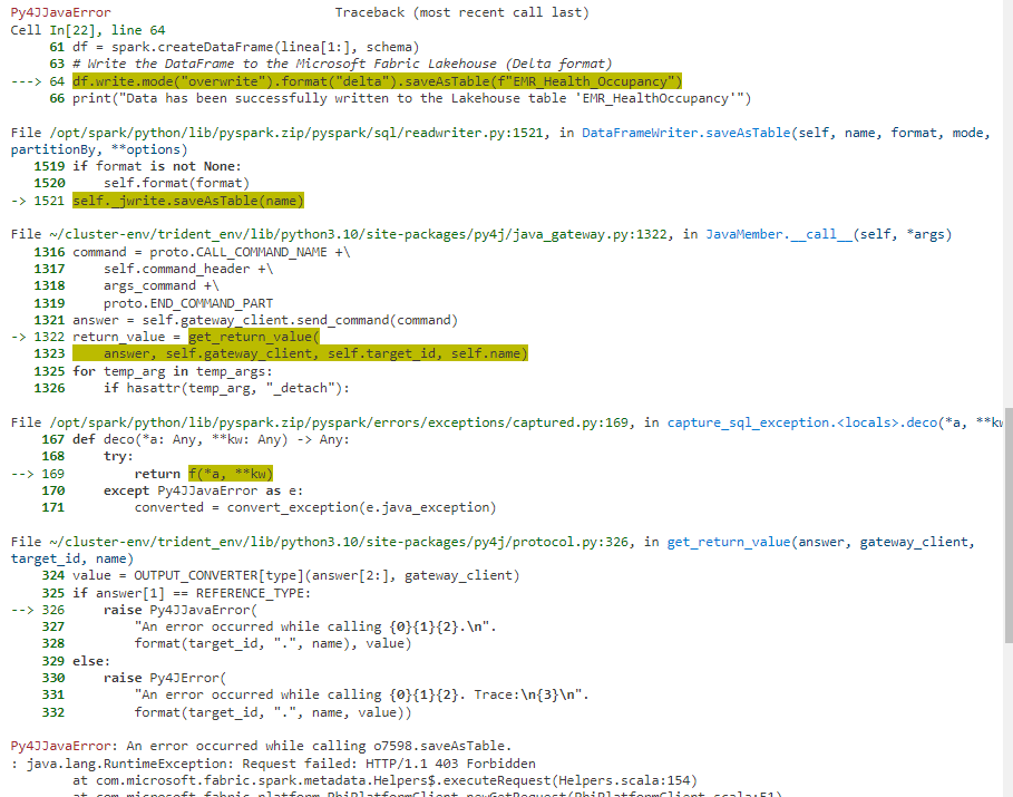 Solved: Issue with my spark python notebook - Microsoft Fabric Community