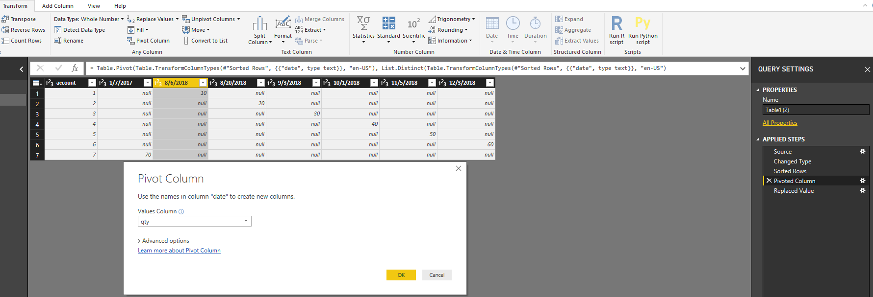 Solved: Re: pivoting table - Microsoft Fabric Community