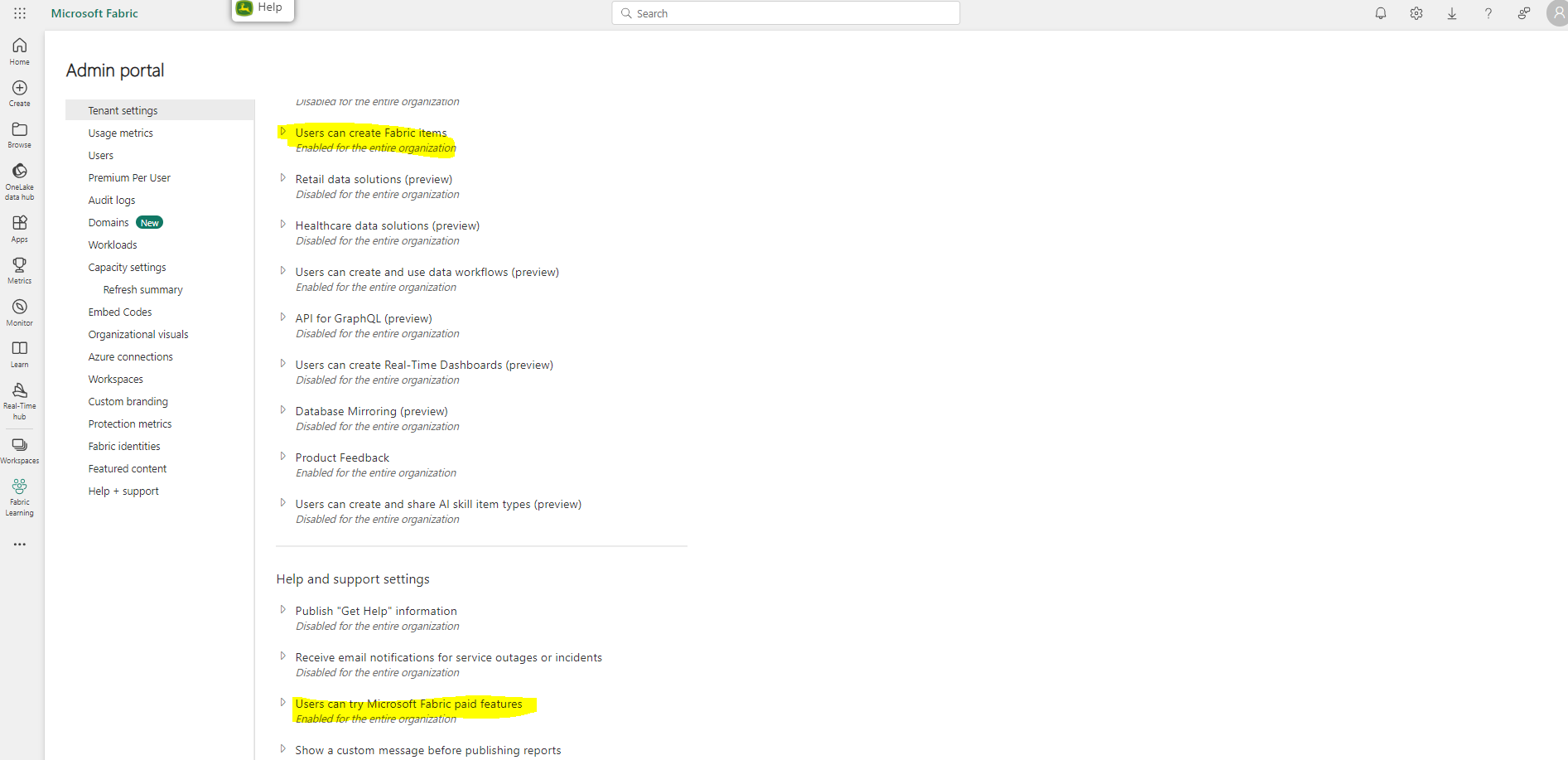 Power BI Missing All Fabric Items - Microsoft Fabric Community