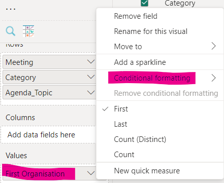 Conditional Formatting on Matrix Row Header - Microsoft Fabric Community