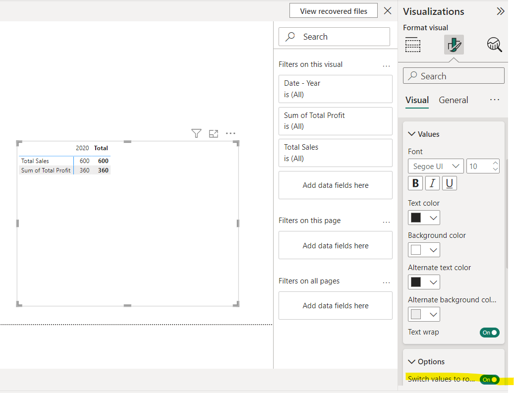 How to have measures in rows and time in columns o... - Microsoft ...