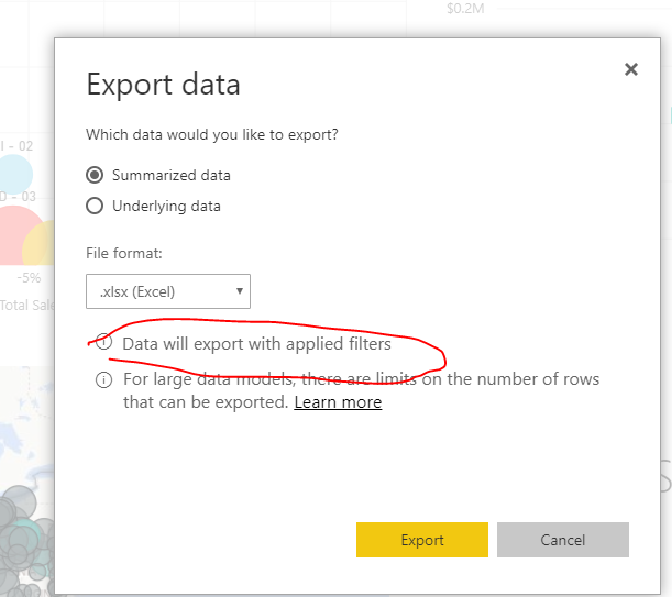 Issue exporting .xlsx from table visualization - Microsoft Fabric Community