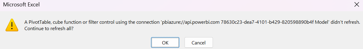 Analyze in Excel - refresh issue, cannot connect t... - Microsoft ...