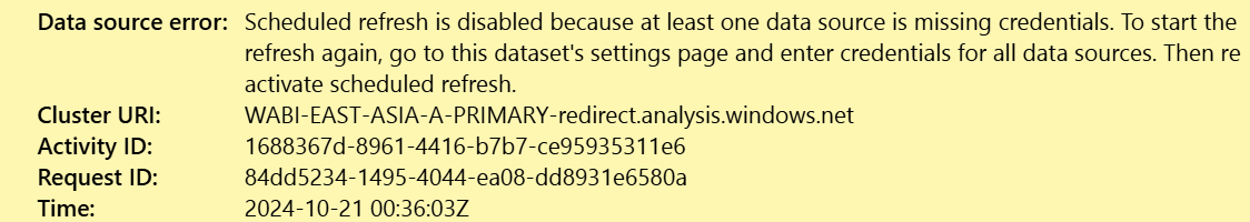 Scheduled Refresh Disabled and Data Source Setting... - Microsoft ...