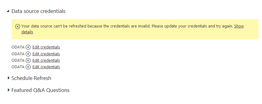 Alternate windows credentials for odata source - Microsoft Fabric Community