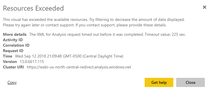 Timeout error at 225 seconds - Microsoft Fabric Community