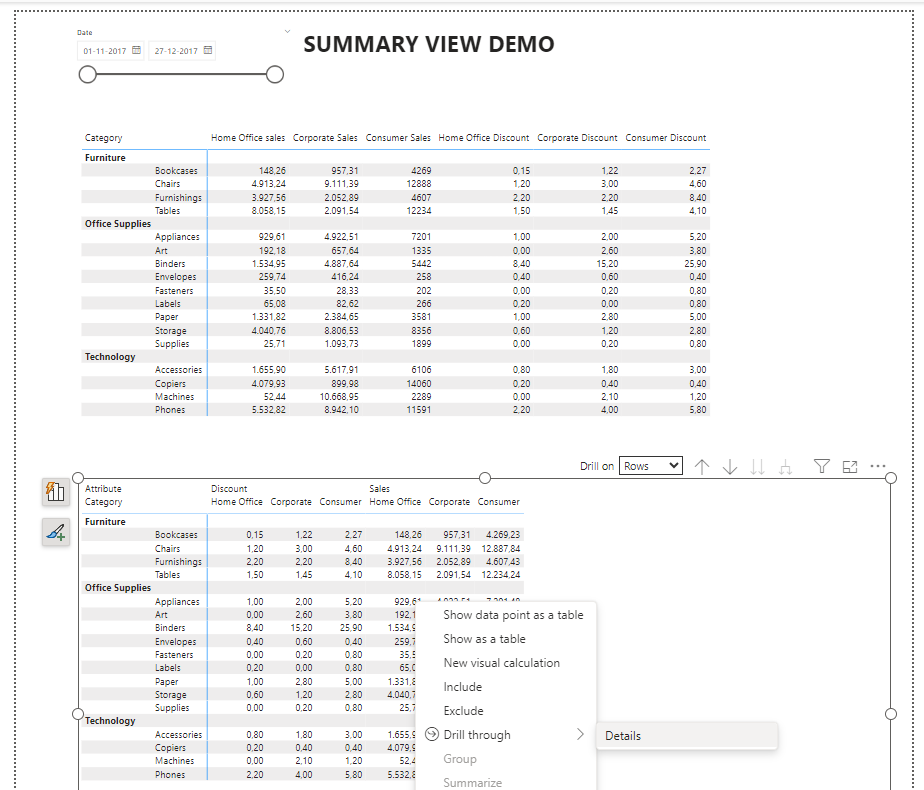 Drill Through from unpivoted Fact table to detail... - Microsoft Fabric ...