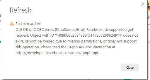 Solved: Facebook Graph Refresh Error - Microsoft Fabric Community