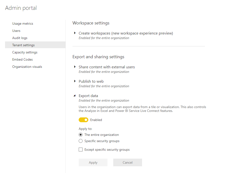 Turn Off Data Export - Microsoft Fabric Community