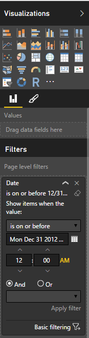 filter function charts - Microsoft Fabric Community