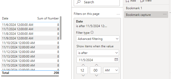 Bookmarks not working with filter pane - Microsoft Fabric Community
