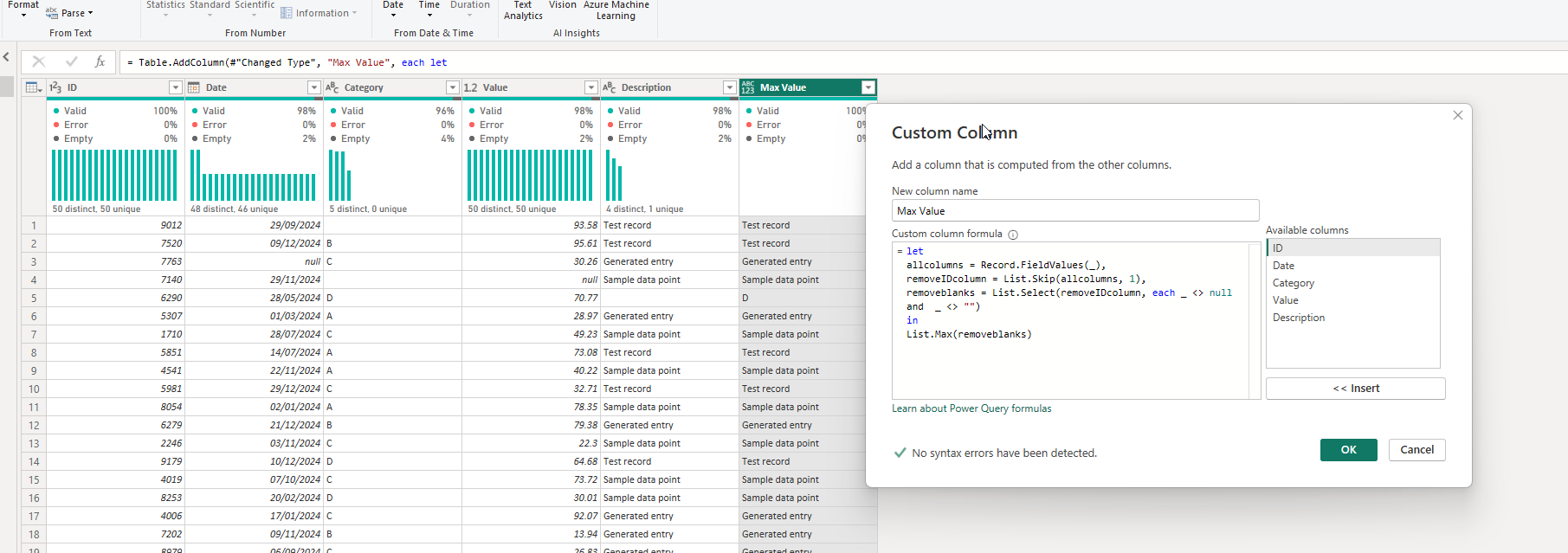 Find Max String / Max Value based on Multiple Col... - Microsoft Fabric ...