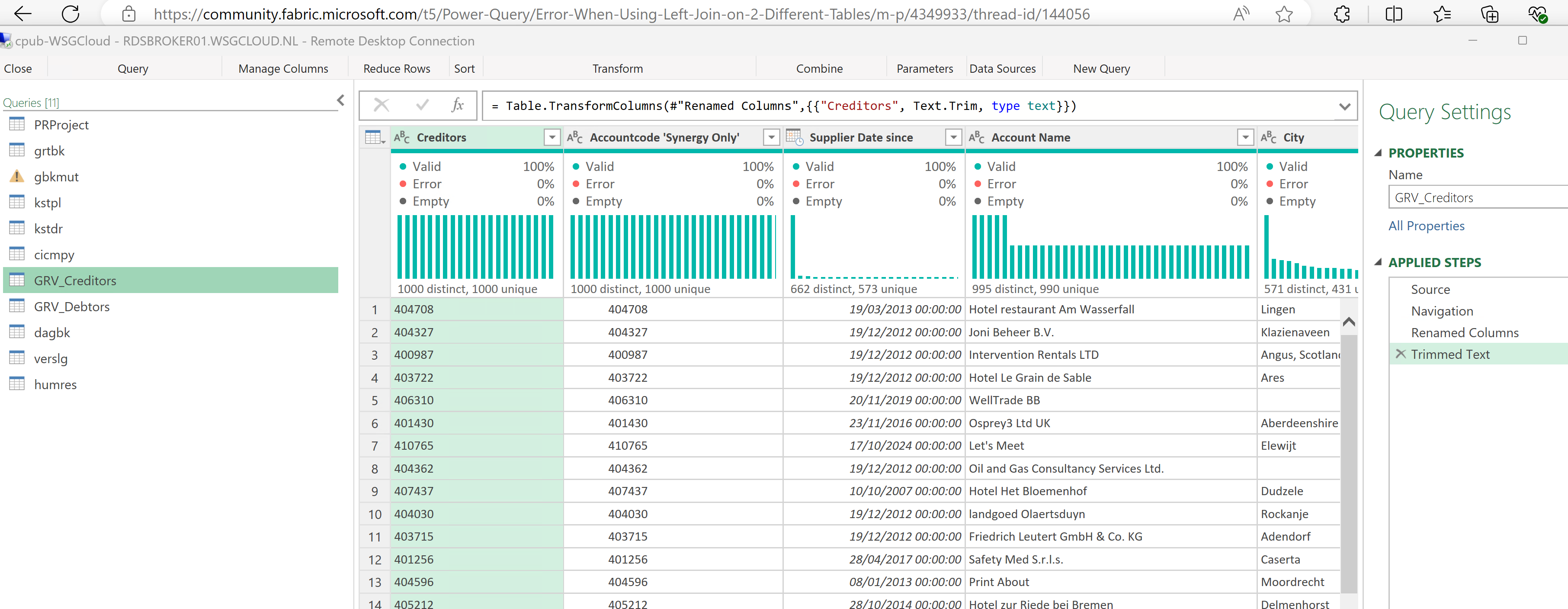 Error When Using Left Join on 2 Different Tables - Microsoft Fabric ...