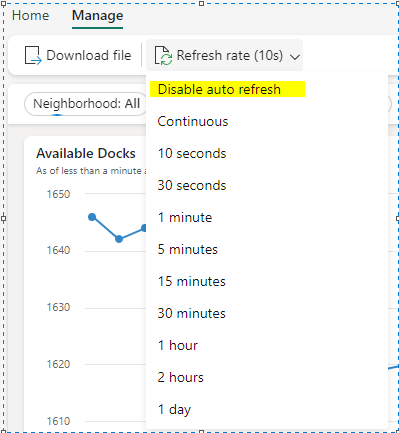 Solved: Cannot disable refresh for Real-Time Dashboard sou ...