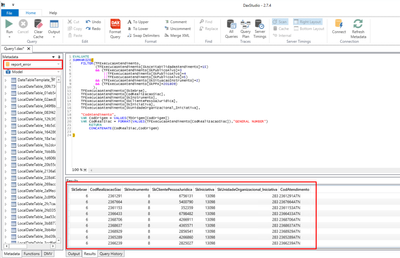 Expression running on dax studio