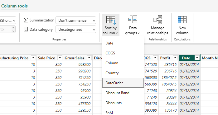 Solved: Sorting date in column in table visual - Microsoft Fabric Community