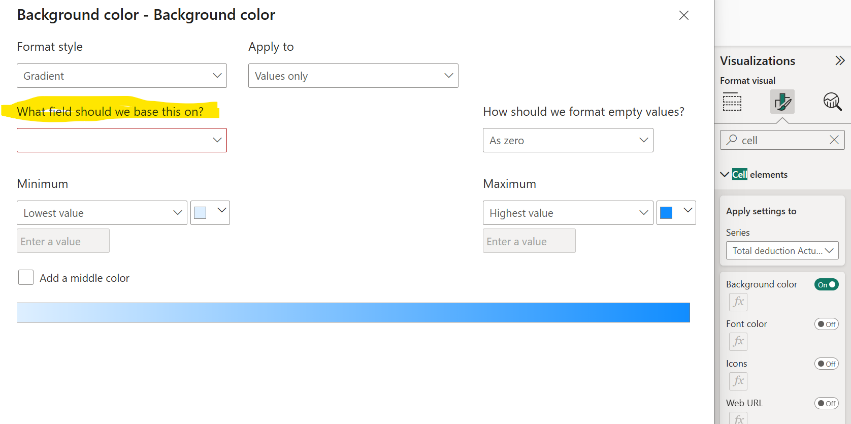 Conditional formatting - gradient is not allowed - Microsoft Fabric ...