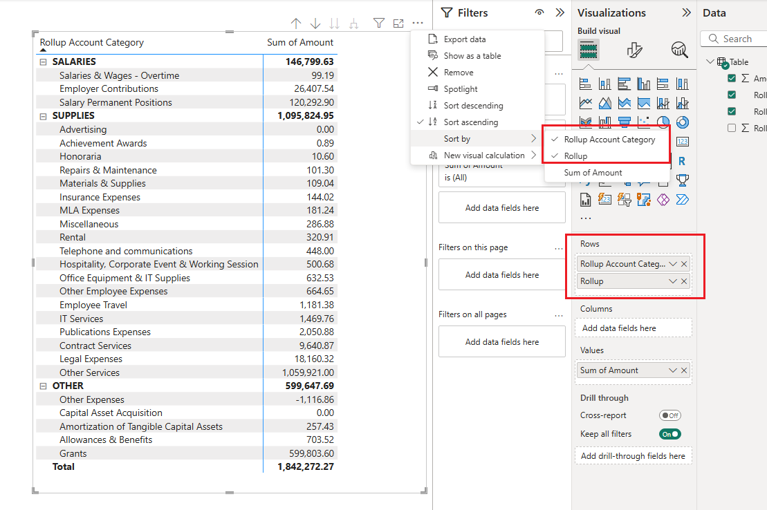 The order in Matrix table - Microsoft Fabric Community