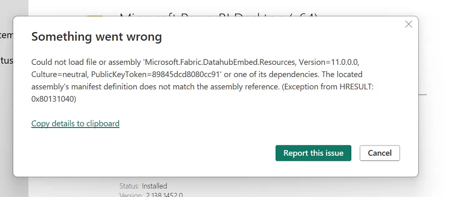 PowerBI Desktop Error on Launch - Microsoft Fabric Community
