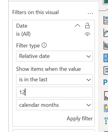 Solved: Filter dates to always show last 12 months? - Microsoft Fabric ...