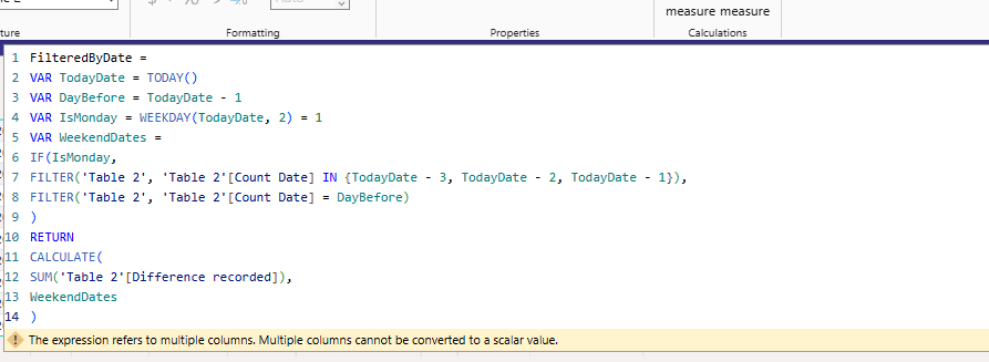 Help with error when creating a measure for a date... - Microsoft ...