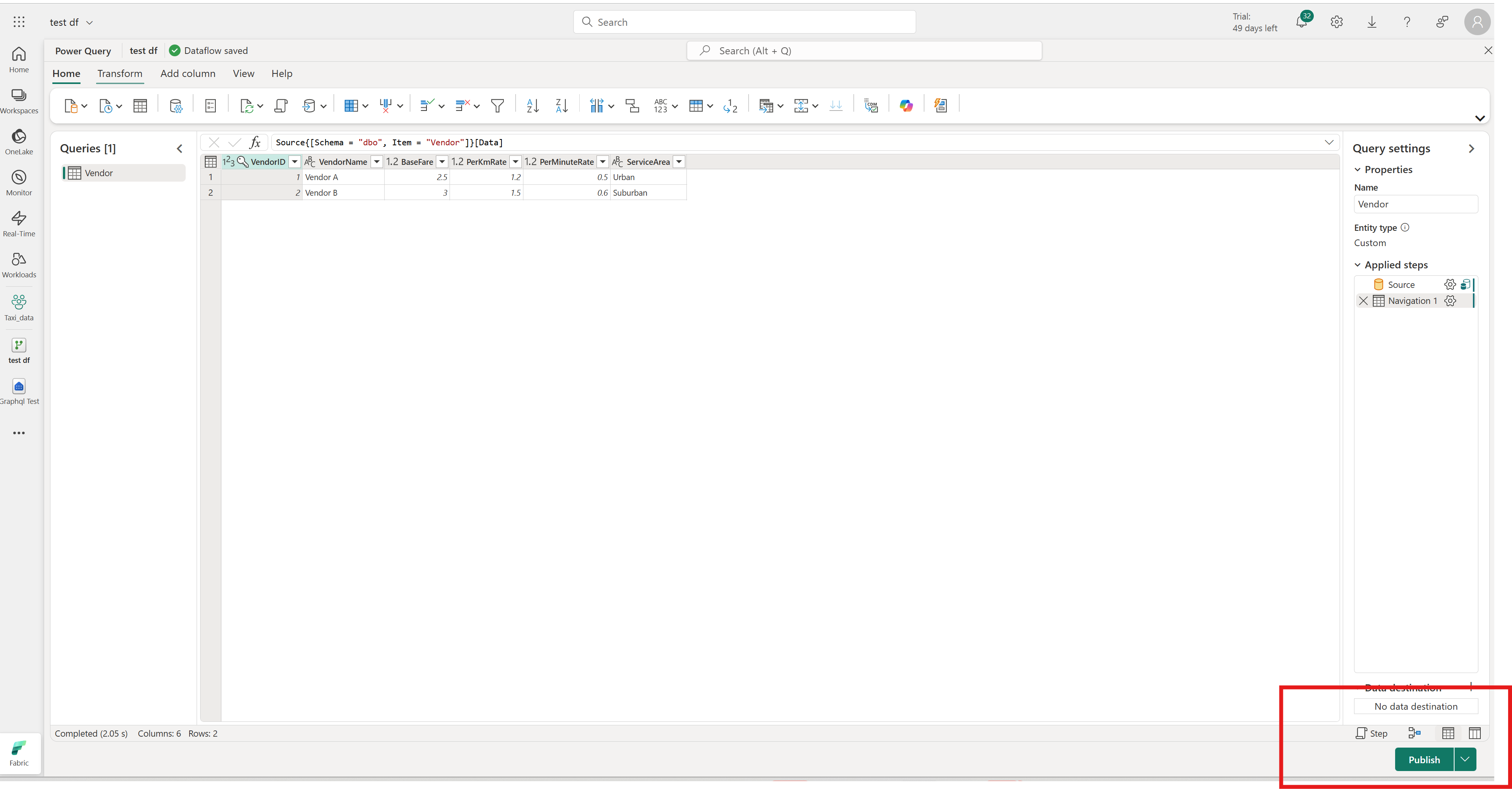 Solved: No Publish button on Dataflow Gen 2 - Microsoft Fabric Community