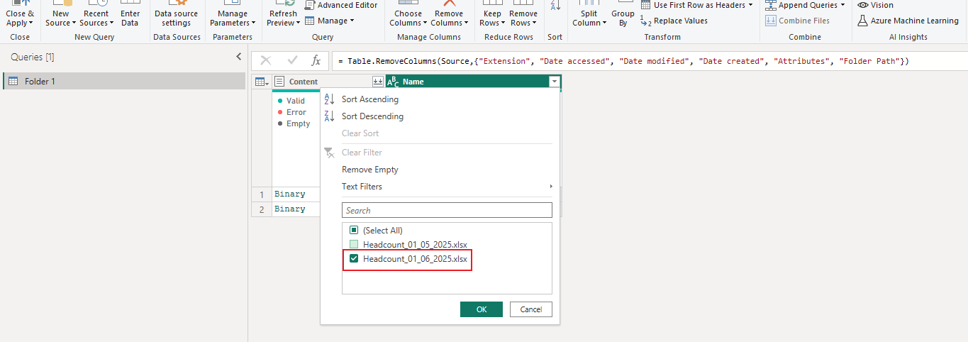 Merge tables/files with the same date in file name... - Microsoft ...