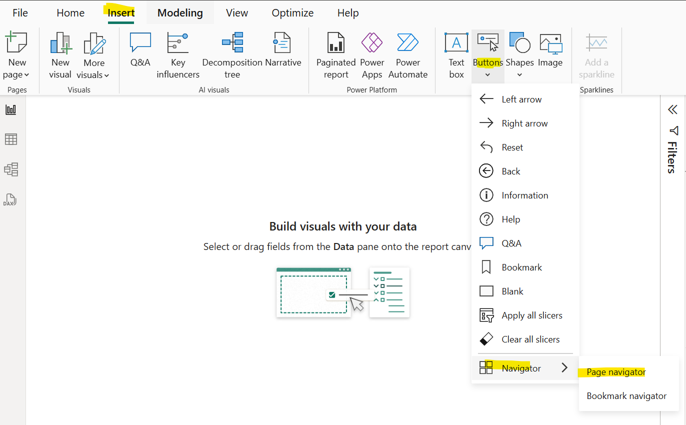 Solved: Create a button to switch between page - Microsoft Fabric Community