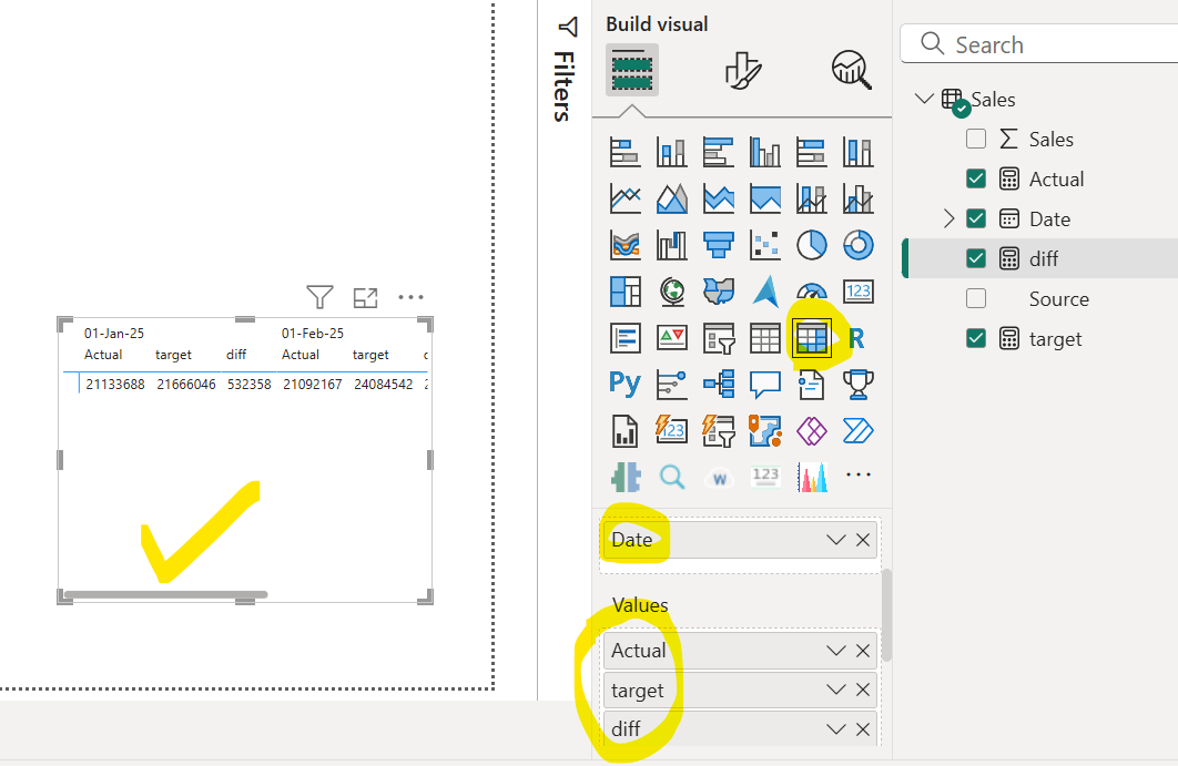 Solved: placing a measure in the first row of a matrix - Microsoft ...