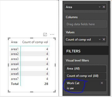 No comp status condition present in the filters section