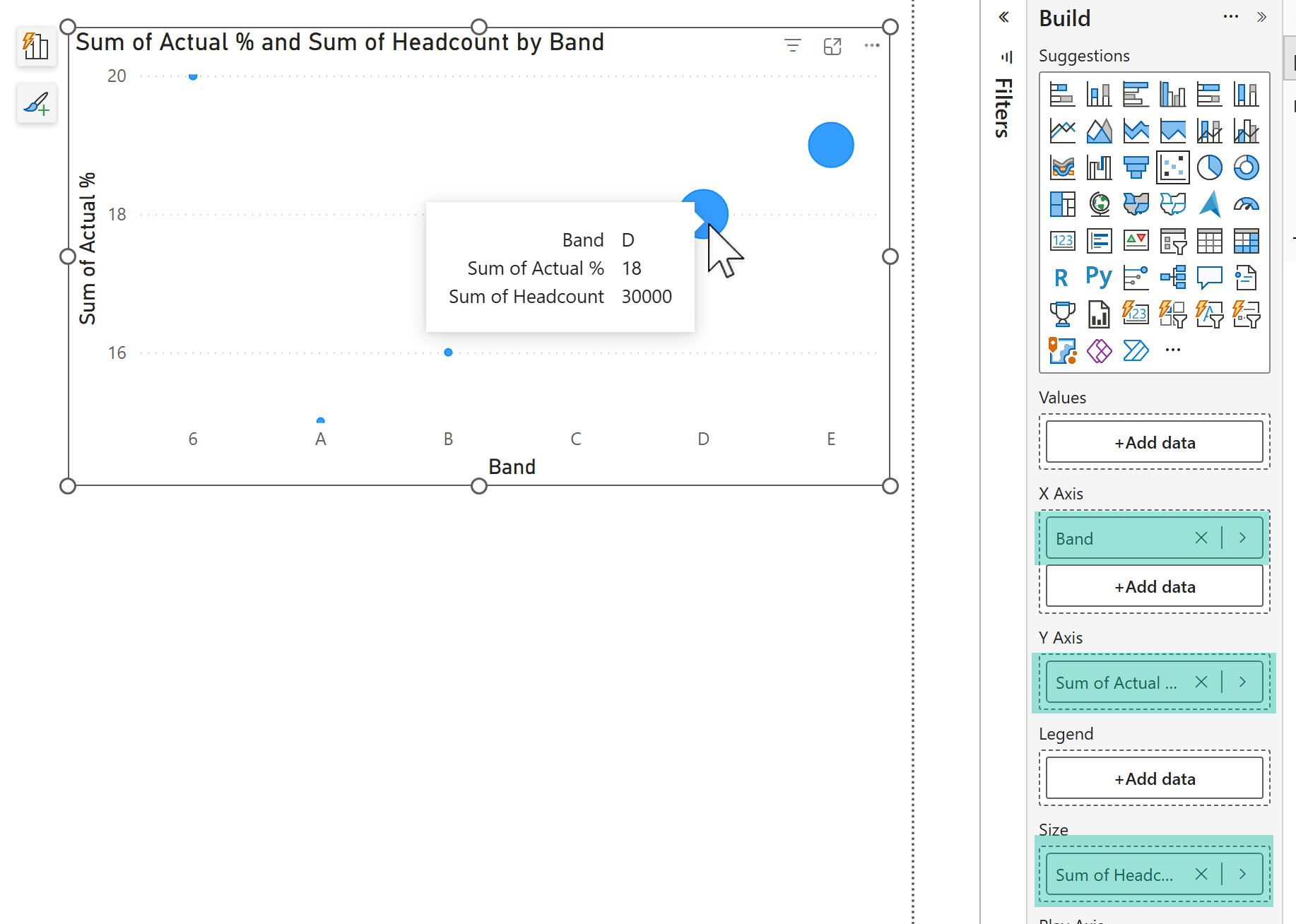 Solved: Scattered Bubble chart for Categorical data along ...