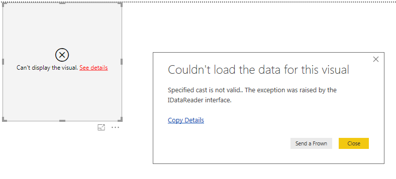 Direct query message 'specified cast is not valid' - Microsoft Fabric ...