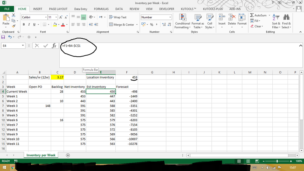 Excel calculation