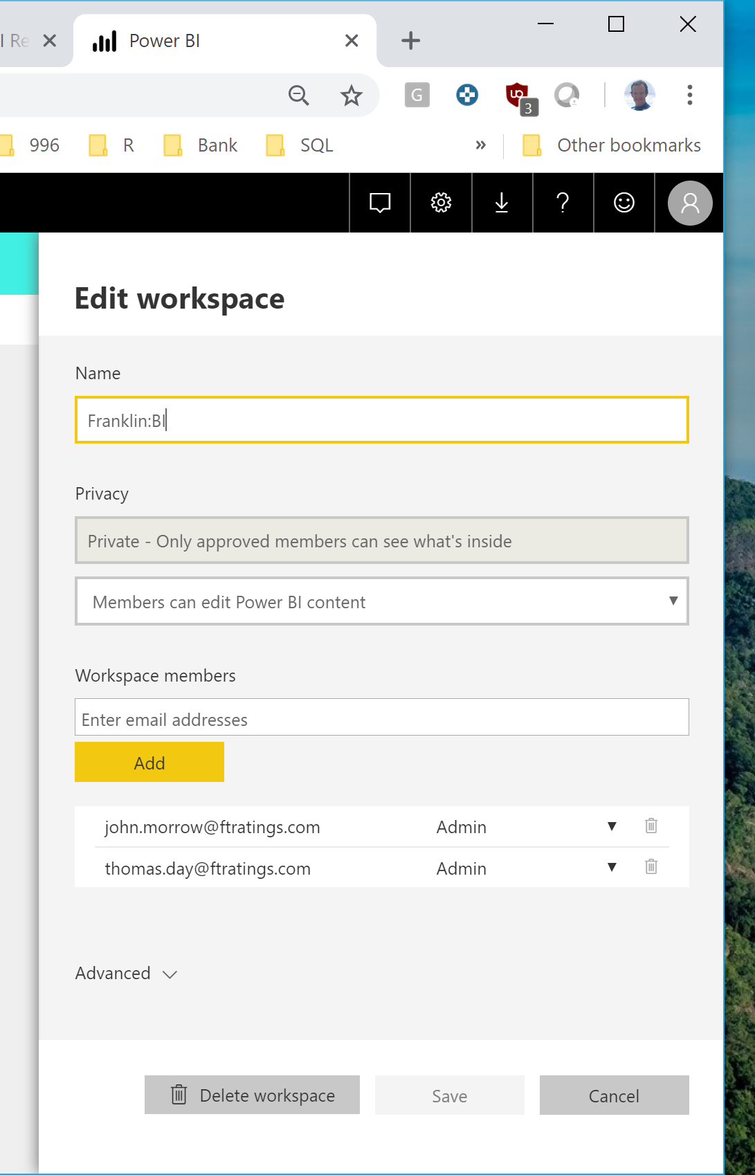 Want 2 administrators of an app workspace - Microsoft Fabric Community