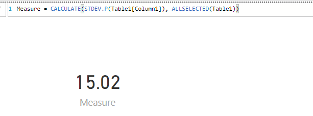 Solved: DAX STDEV.P giving wrong value - Microsoft Fabric Community
