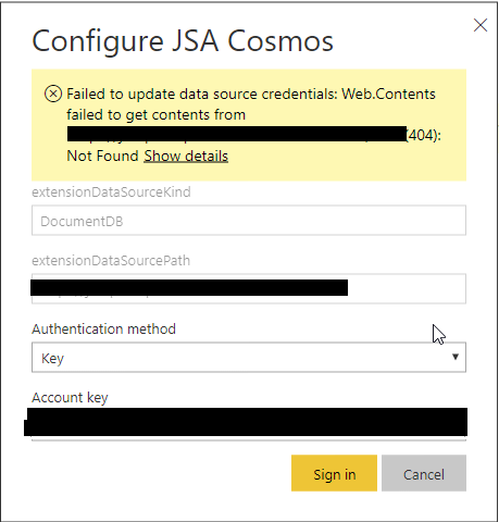 azure cosmos credential error.png